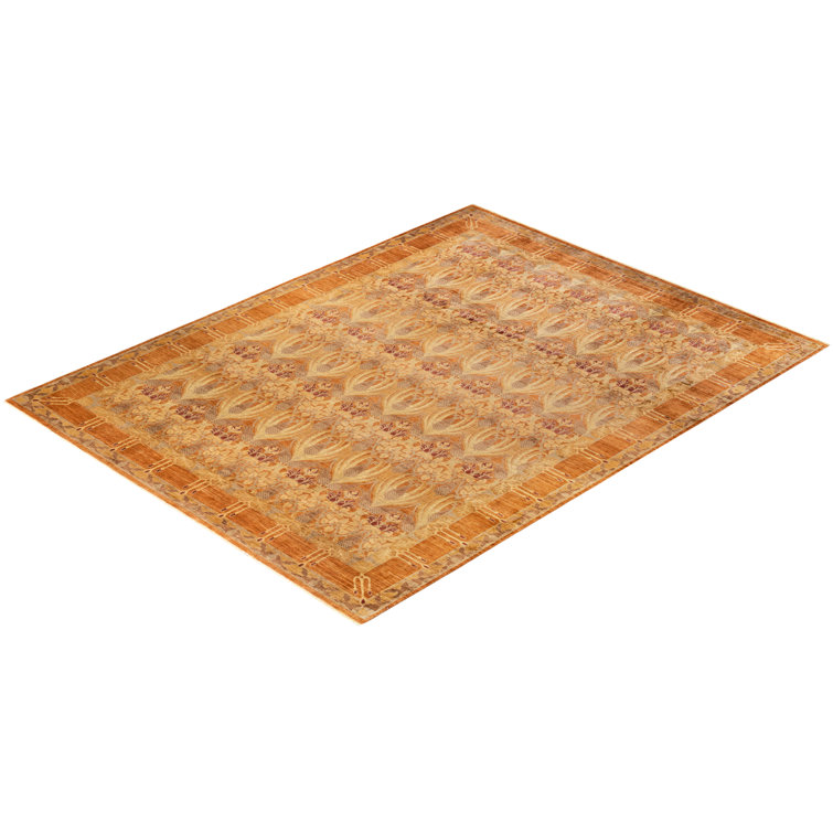 Hand-Knotted Brown Wool 10' x 14' Rectangular Area Rug