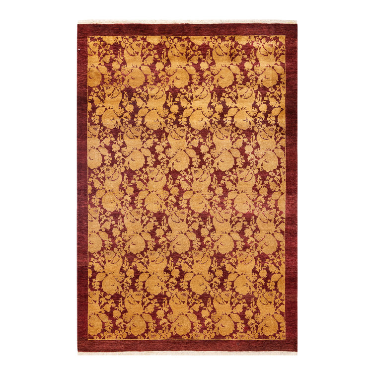 Traditional Elegance Hand-Knotted Red Wool 4'x6' Area Rug