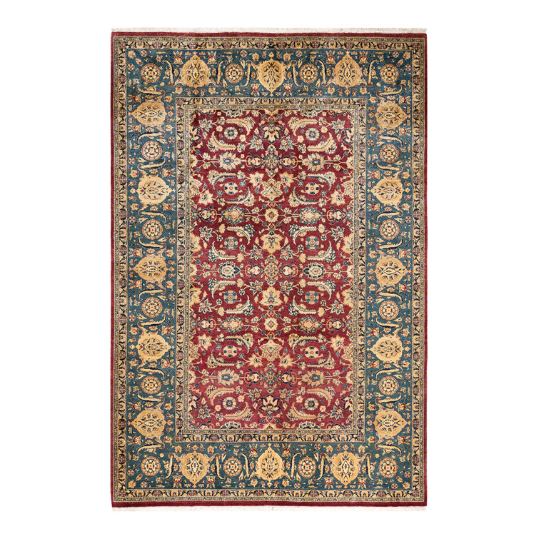 Handmade Red Wool 6' x 9' Traditional Area Rug