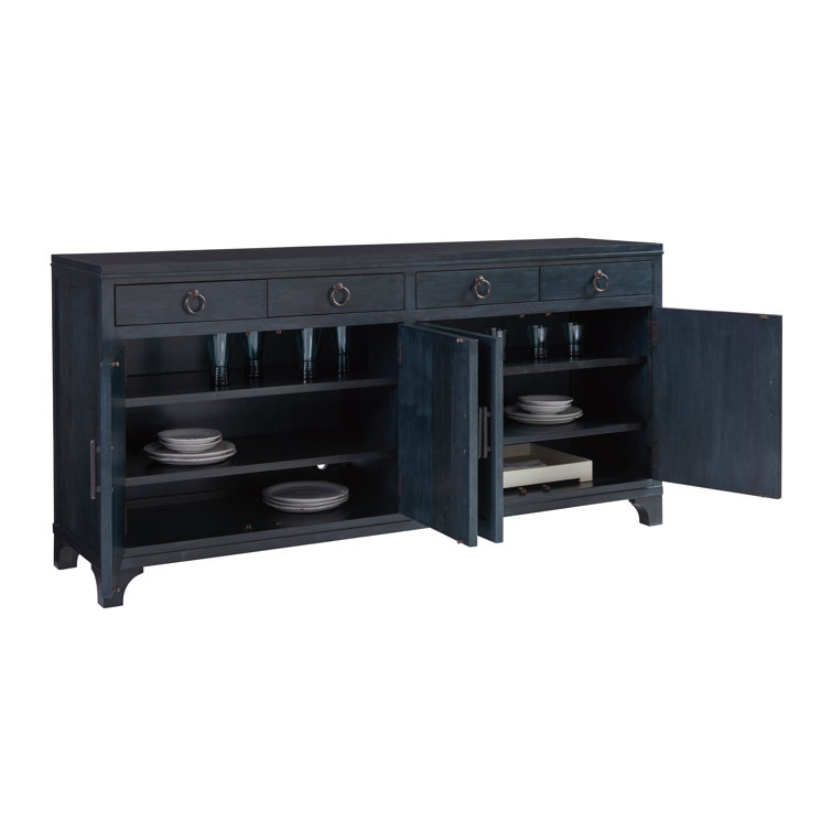 Marine Blue 78'' Transitional Sideboard with 4 Drawers