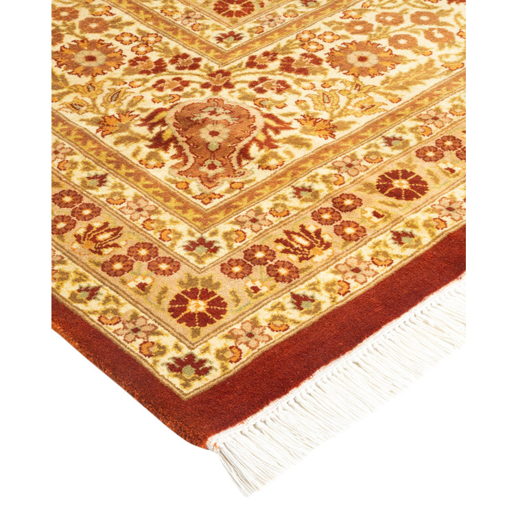 Hand-Knotted Timeless Wool Area Rug in Orange, 9' x 12'