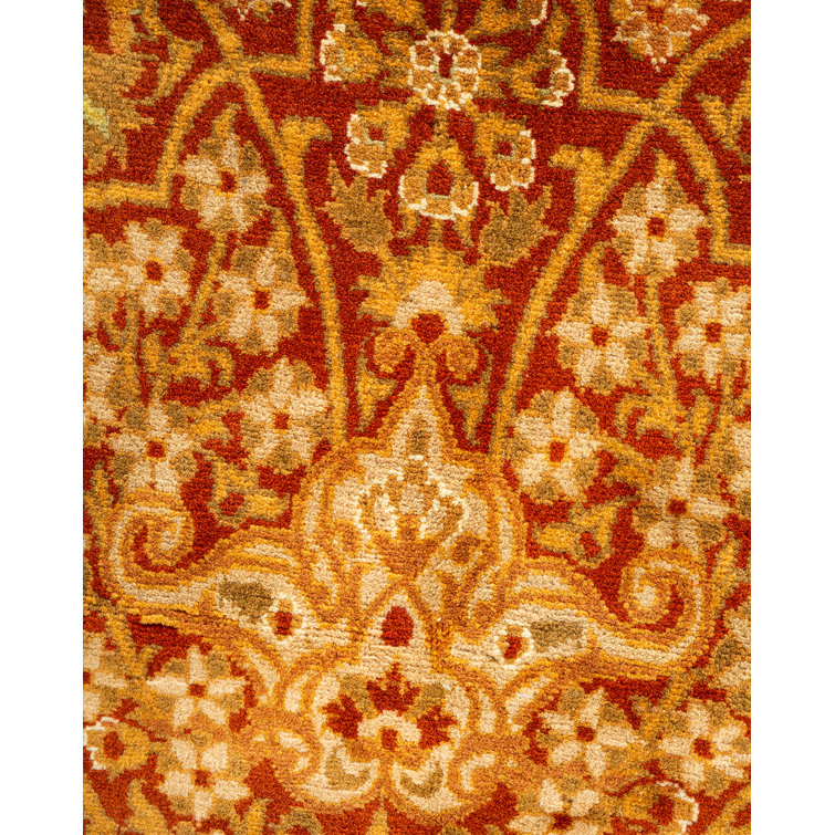 Hand-Knotted Timeless Wool Area Rug in Orange, 9' x 12'