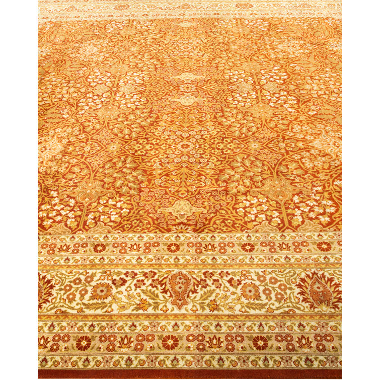 Hand-Knotted Timeless Wool Area Rug in Orange, 9' x 12'