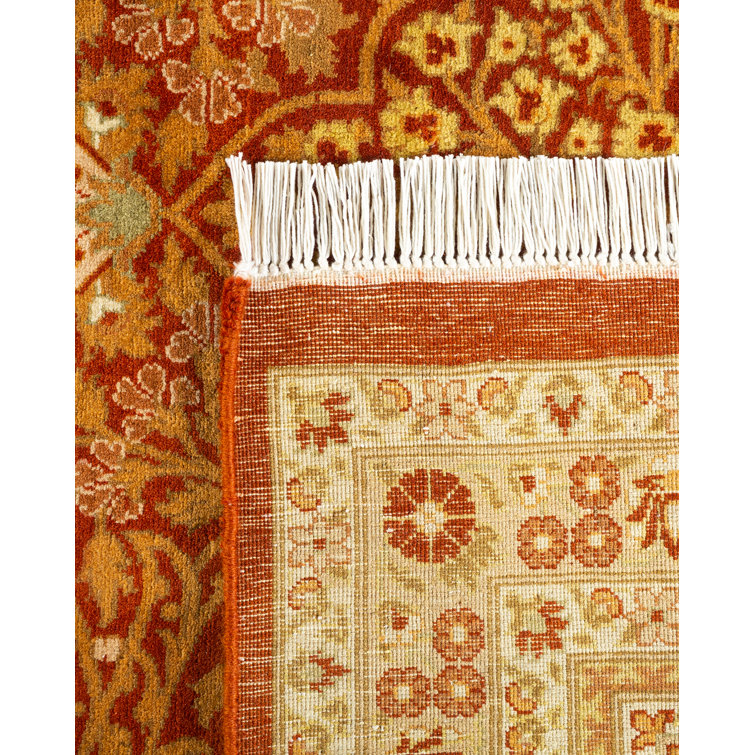 Hand-Knotted Timeless Wool Area Rug in Orange, 9' x 12'