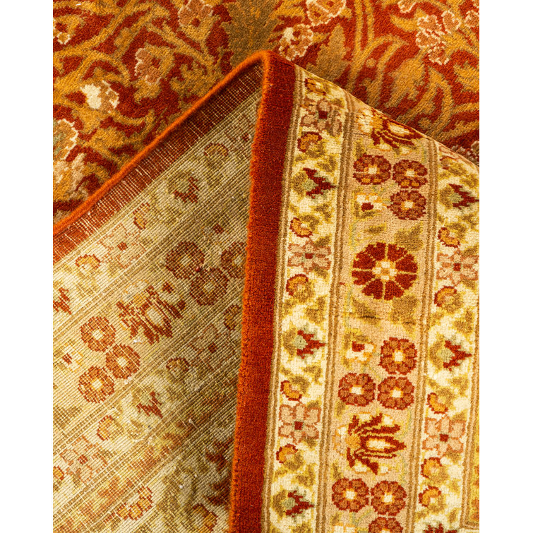 Hand-Knotted Timeless Wool Area Rug in Orange, 9' x 12'