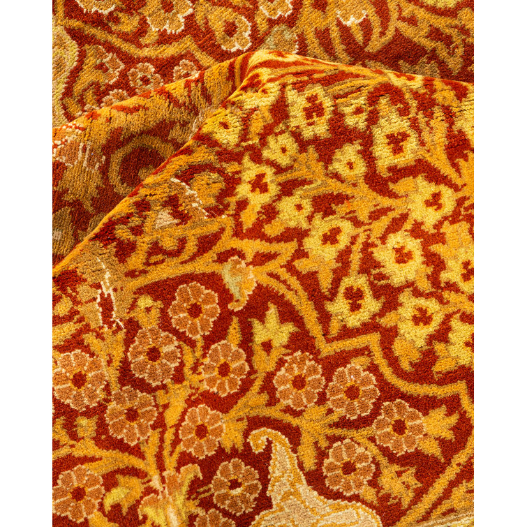 Hand-Knotted Timeless Wool Area Rug in Orange, 9' x 12'