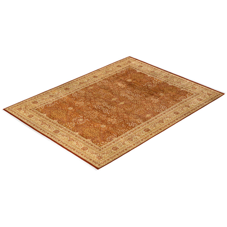 Hand-Knotted Timeless Wool Area Rug in Orange, 9' x 12'