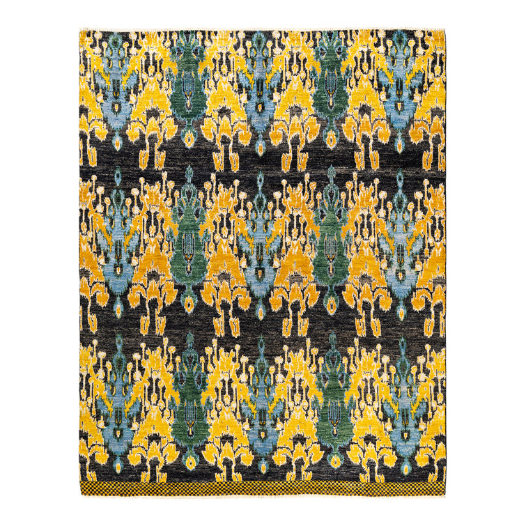 Modern Artisan Black Wool 7'10" x 9'10" Hand-Knotted Area Rug