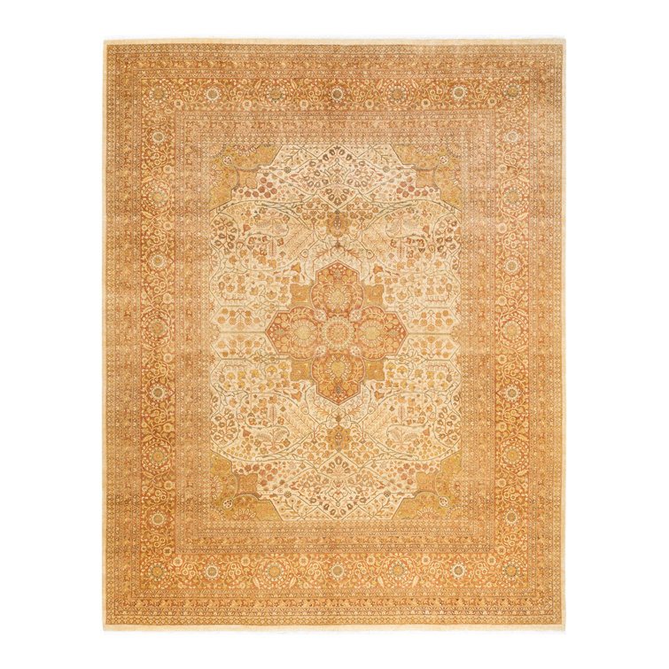Ivory Hand-knotted Wool 8' x 10' Rectangular Area Rug