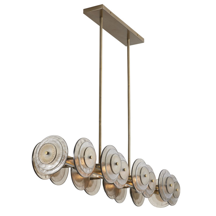 Antique Brass 12-Light Handcrafted Glass Chandelier