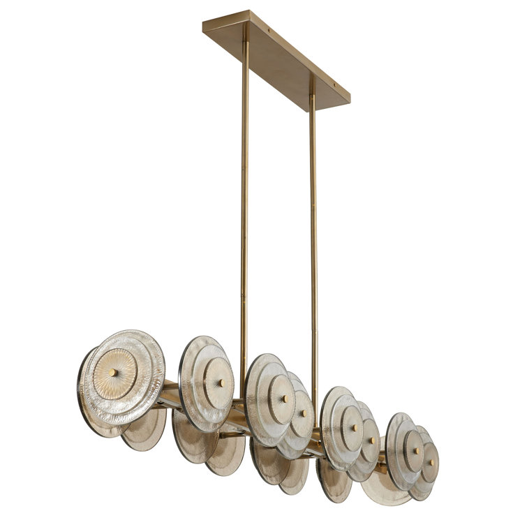 Antique Brass 12-Light Handcrafted Glass Chandelier