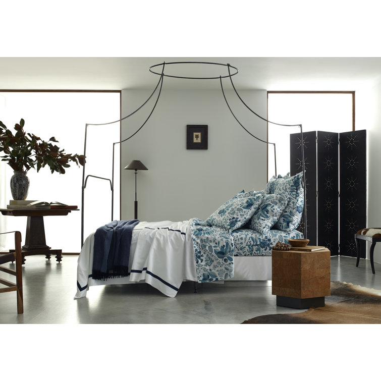 Prussian Blue King Cotton Botanical Pillowcase Set
