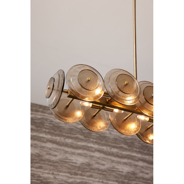 Antique Brass 12-Light Handcrafted Glass Chandelier