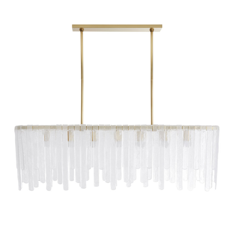 Leighton Antique Brass 7-Light Kitchen Island Chandelier with Seeded Glass