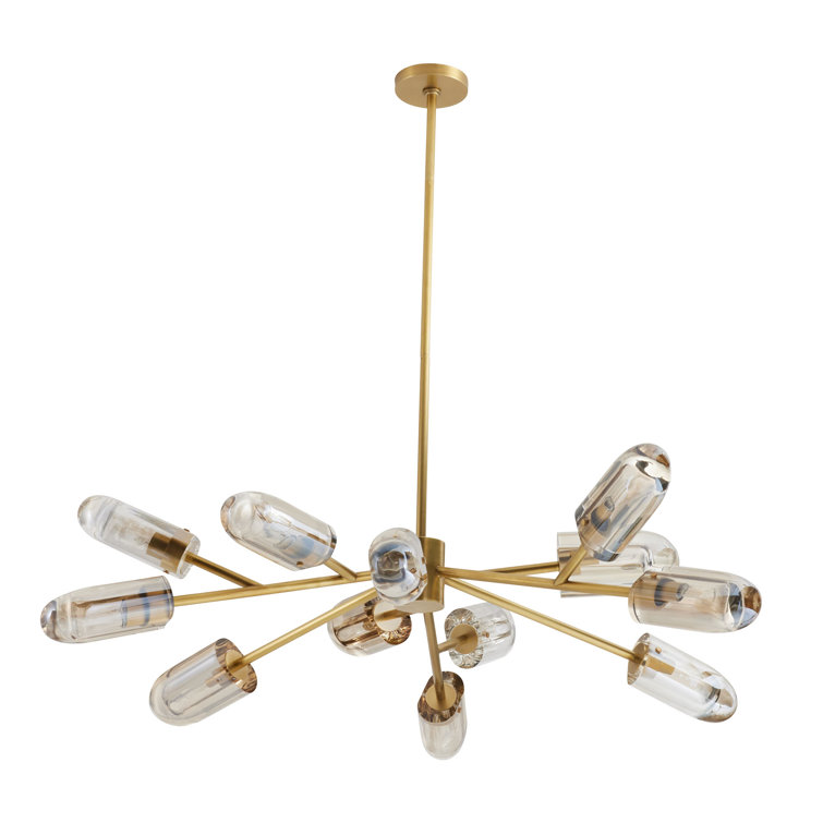 Antique Brass and Crystal 12-Light Sputnik Chandelier
