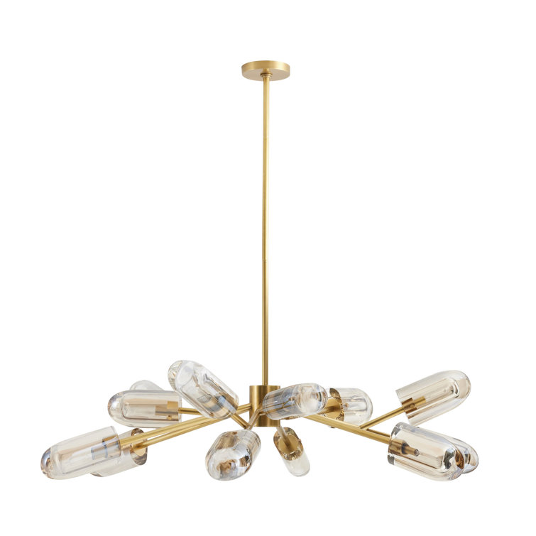 Antique Brass and Crystal 12-Light Sputnik Chandelier