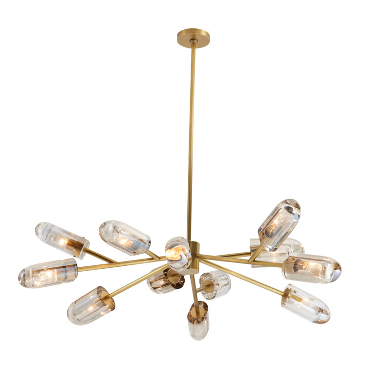 Antique Brass and Crystal 12-Light Sputnik Chandelier