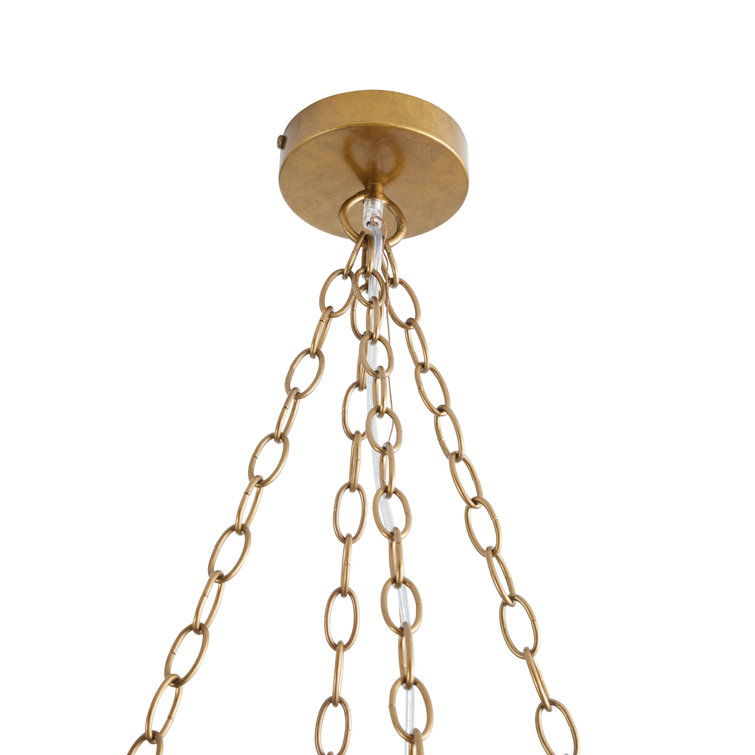Antique Brass Black Beaded 5-Light Chandelier