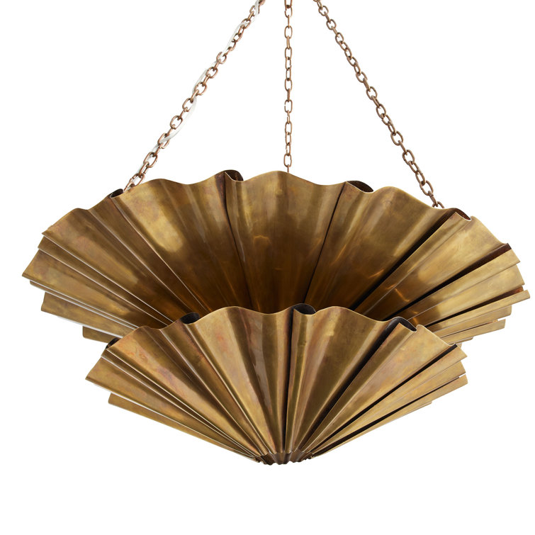 Vintage Brass 9-Light Two-Tier Chandelier