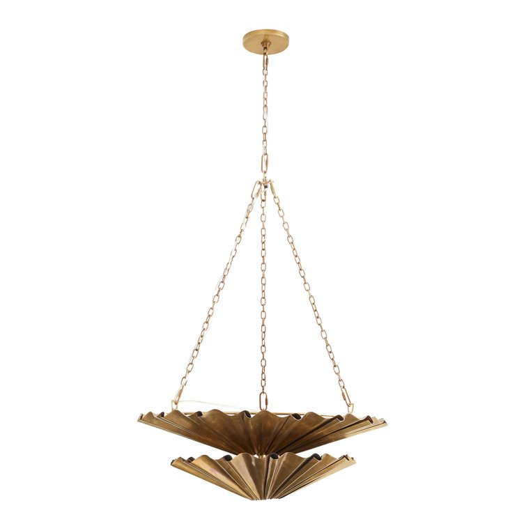 Vintage Brass 9-Light Two-Tier Chandelier