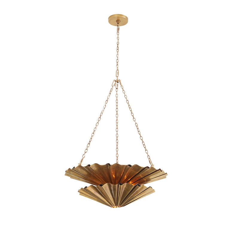 Vintage Brass 9-Light Two-Tier Chandelier