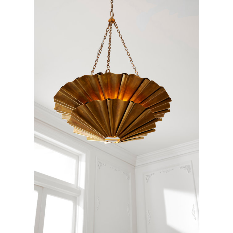 Vintage Brass 9-Light Two-Tier Chandelier