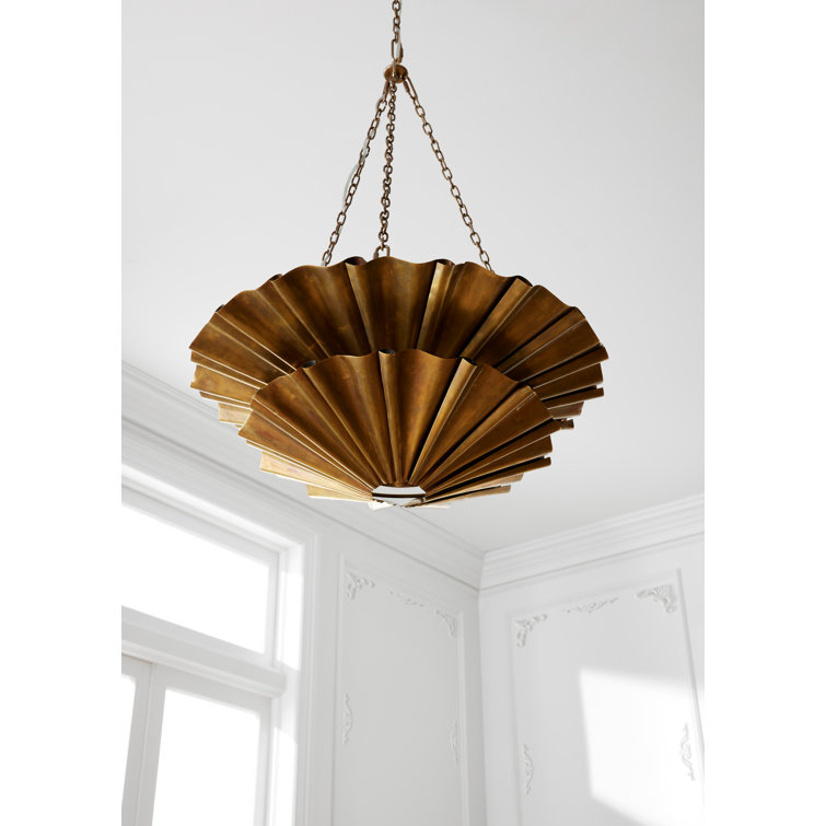 Vintage Brass 9-Light Two-Tier Chandelier