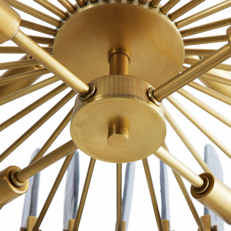 Antique Brass Drum Chandelier with Smoke Glass Panels