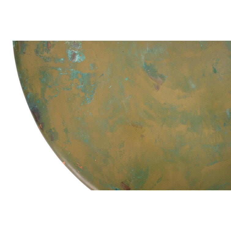Lichen Finish Round Resin Coffee Table with Acid Patina