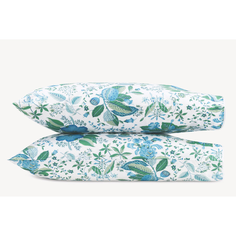 Prussian Blue King Cotton Botanical Pillowcase Set