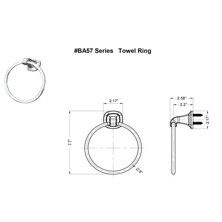 Belding Polished Chrome Wall Mounted Towel Ring