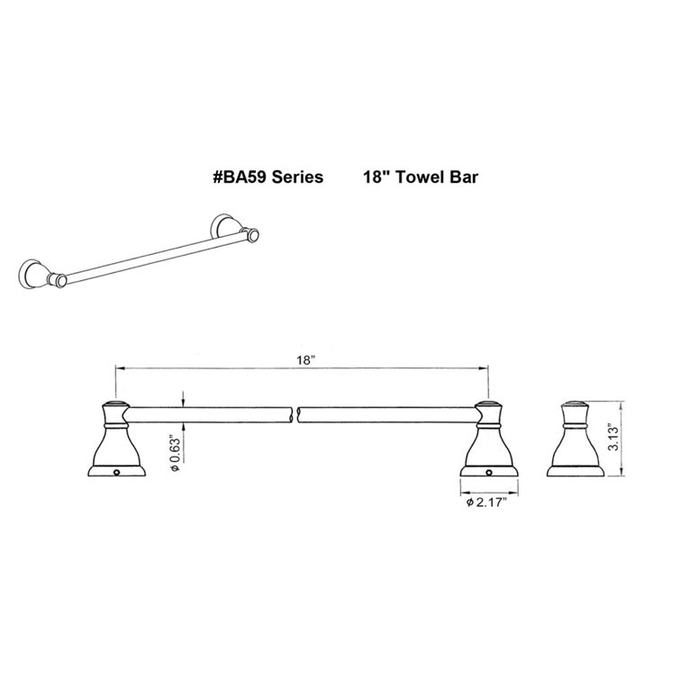 Castilla 18'' Oil-Rubbed Bronze Wall Mounted Towel Bar