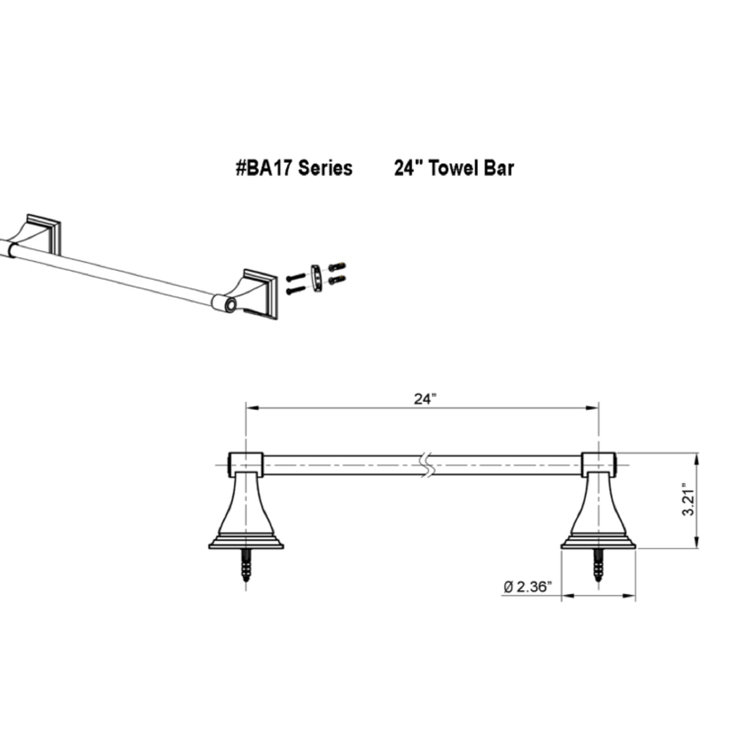Leonard 18" Satin Nickel Wall Mounted Single Towel Bar