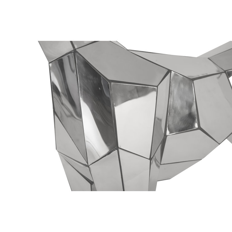 Contemporary Modern Silver Dog Metal Statue 41"