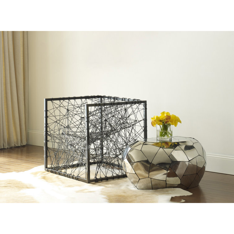 Lively Reflections Silver Stainless Steel Crazy Cut End Table