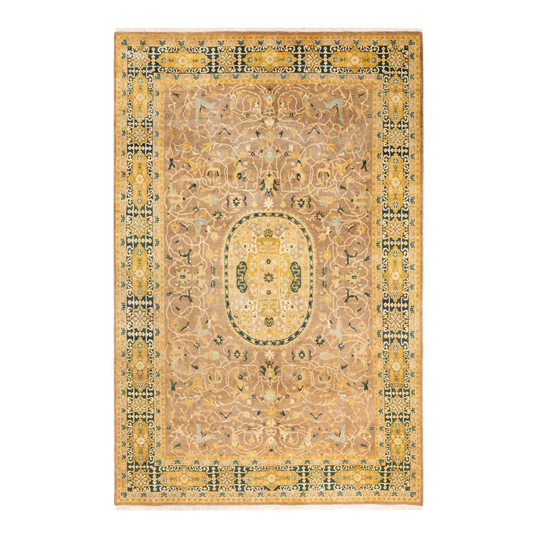 Hand-Knotted Traditional Wool 6' x 9' Area Rug in Brown