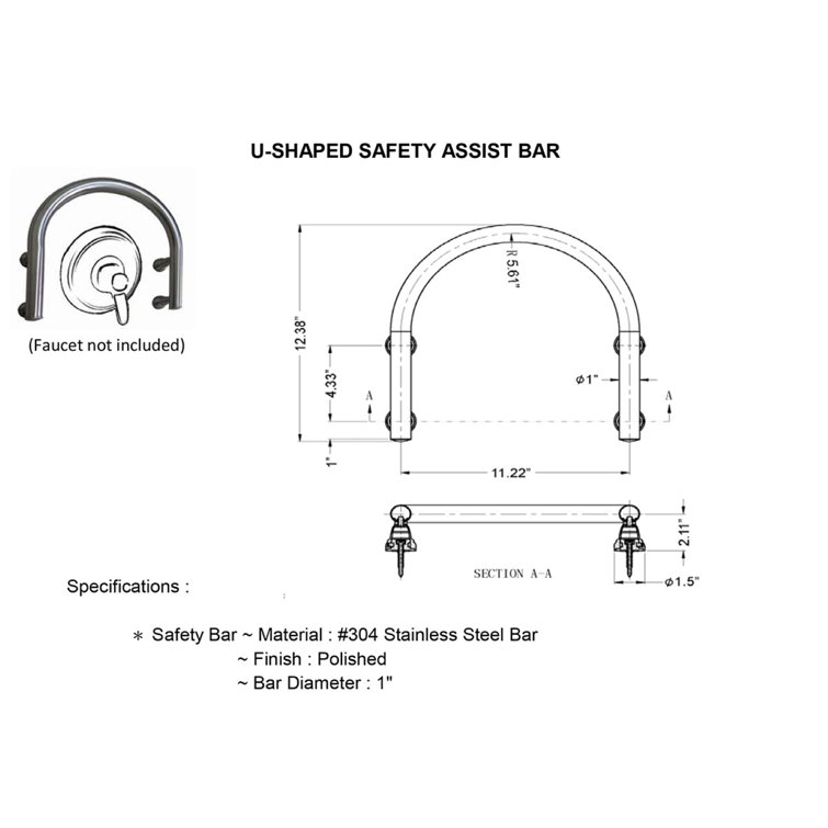 Matte Black Stainless Steel 12'' Grab Bar