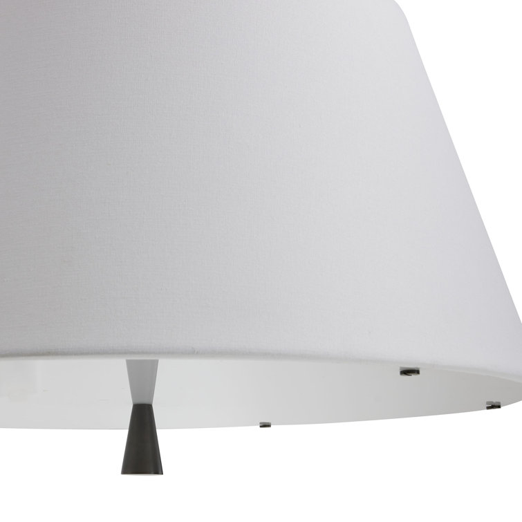 White Linen and Bronze Drum Pendant Light