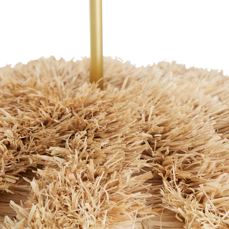 Natural Raffia Globe Pendant with Gold Accents