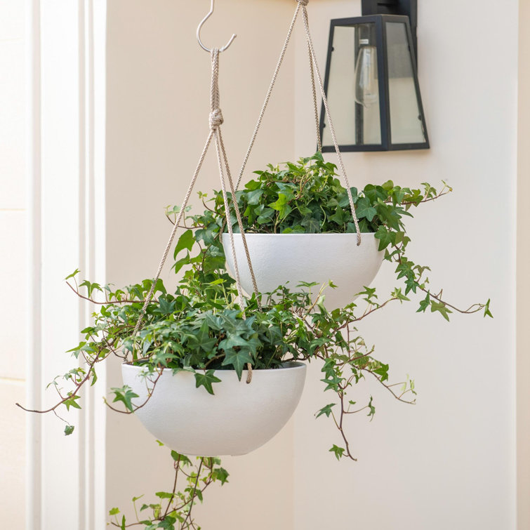 White Honeycomb 10" Hanging Planters with Nylon Rope, Set of 2