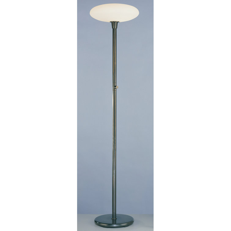 Elegant Ovo 66'' Torchiere in Deep Patina Bronze with Frosted Glass Shade