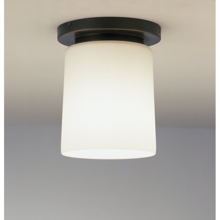Elegant Patina Bronze and Frosted Glass 7'' Semi Flush Mount Light