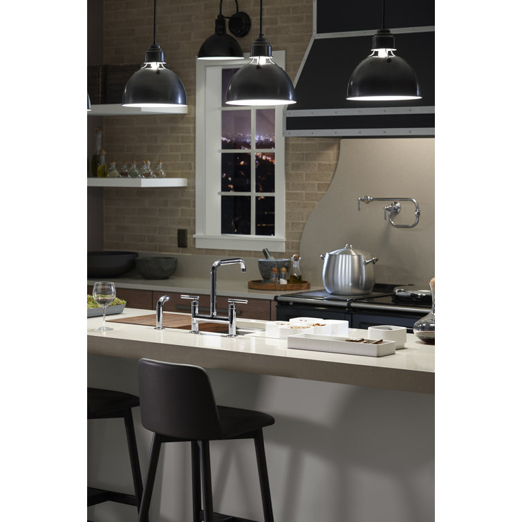 Purist Polished Chrome Double Handle Kitchen Faucet with Pull-Out Spray