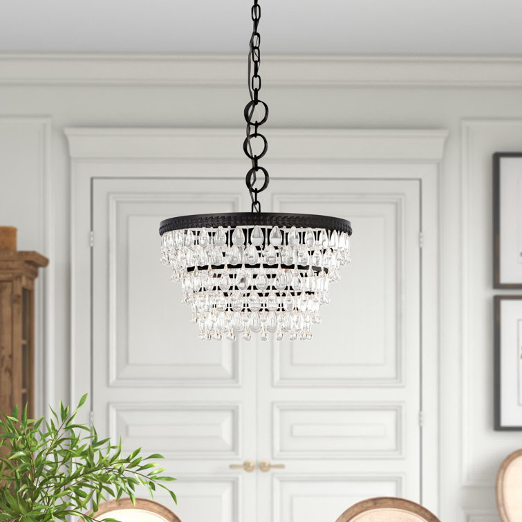 Nordic Black and Clear Crystal Tiered Chandelier