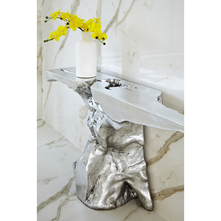 Crown 71" Silver Leaf Cast Console Table