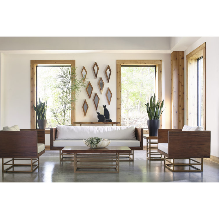 Beige Natural Wood 10"x20" Contemporary Diamond Accent Mirror