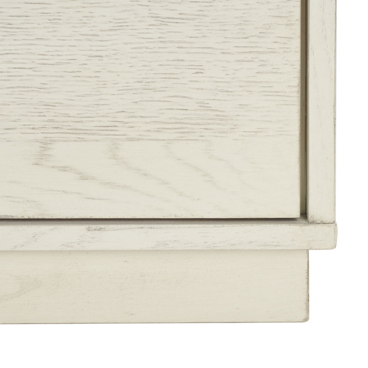 Mallory Whitewash Contemporary 3-Drawer Nightstand with Bronze Pulls