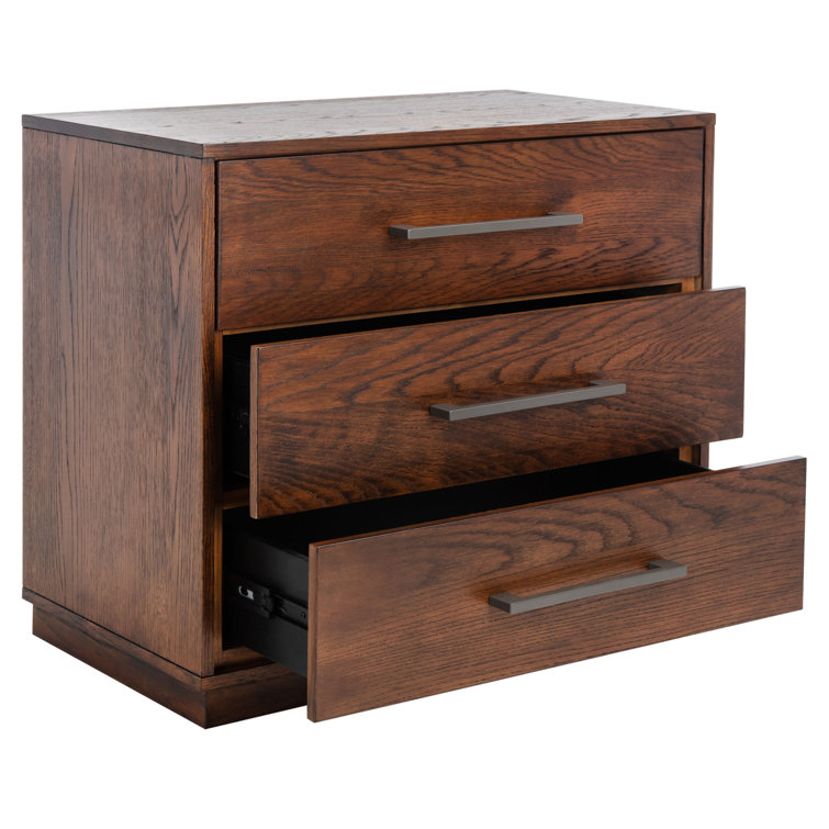Mallory Dark Brown 3-Drawer Wood Nightstand