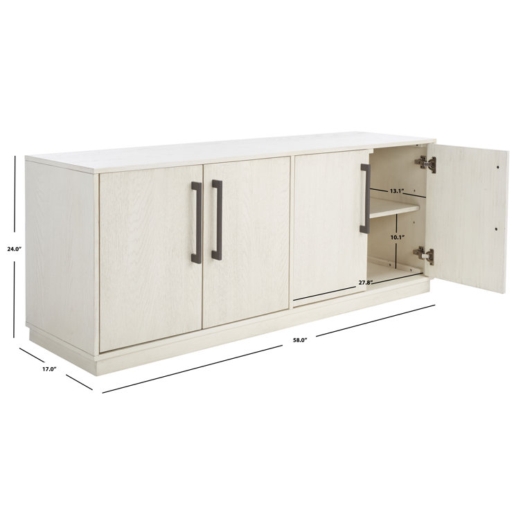 Mallory 58'' White Washed Oak Veneer Modern TV Stand with Cabinet