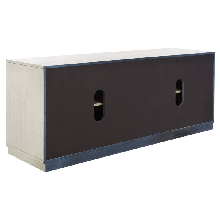 Mallory 58'' White Washed Oak Veneer Modern TV Stand with Cabinet